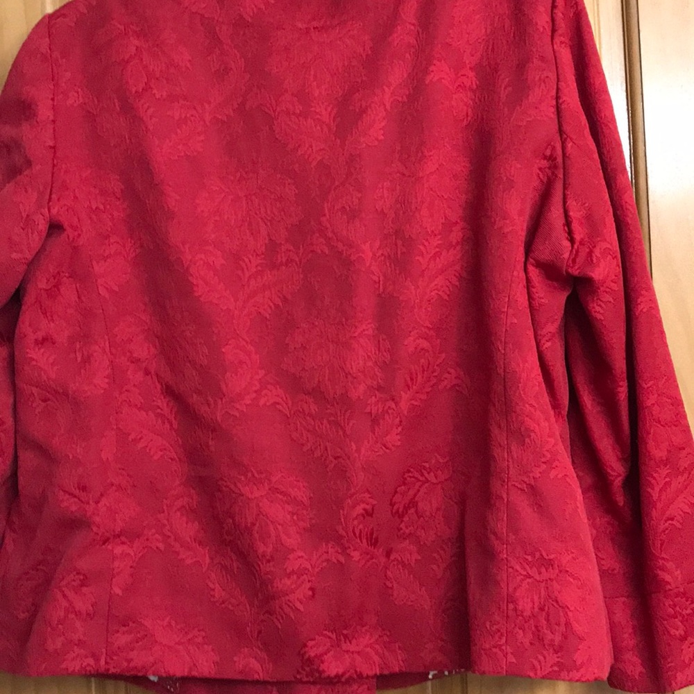 Beautiful Talbots red jacquard blazer 1X petite - Picture 5 of 11